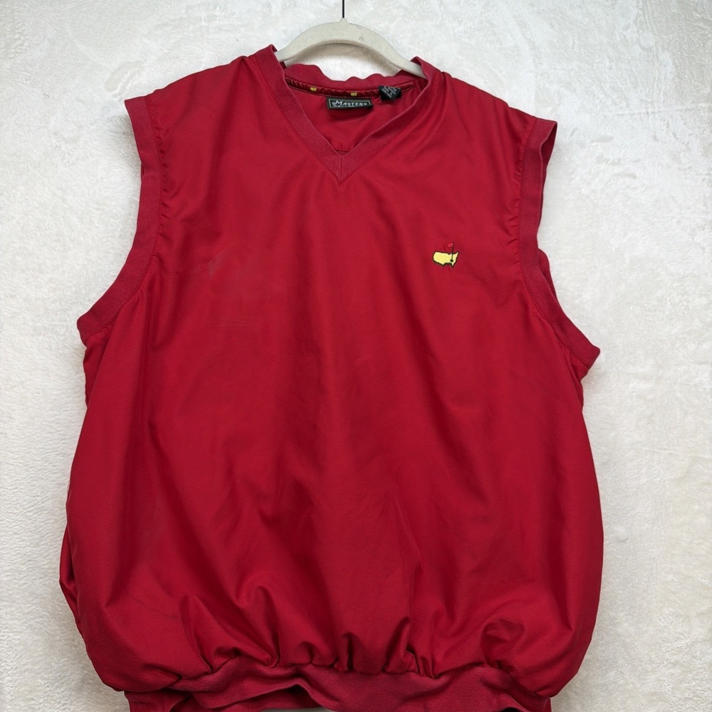 Masters Collection Golf‎ Vest Men's Large Red Augusta Vintage V Neck Pullover